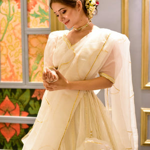 nooraniyat white organza lehenga