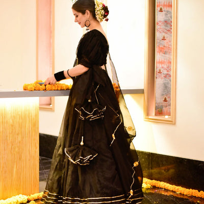 siddhi black organza lehenga choli set