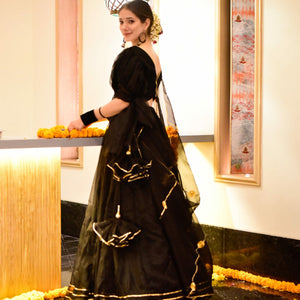 siddhi black organza lehenga choli set