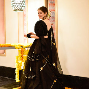 siddhi black organza lehenga choli set