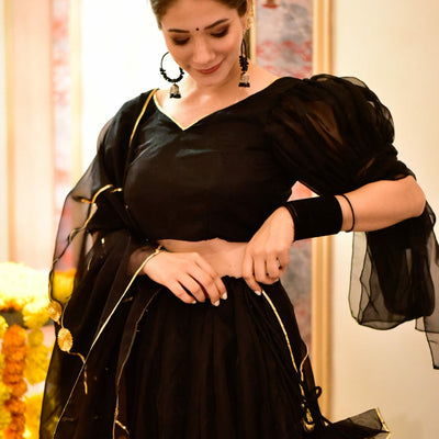 siddhi black organza lehenga choli set