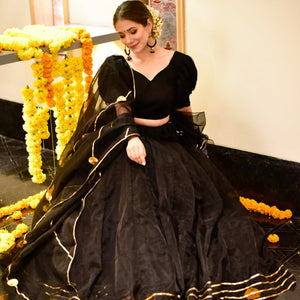 siddhi black organza lehenga choli set