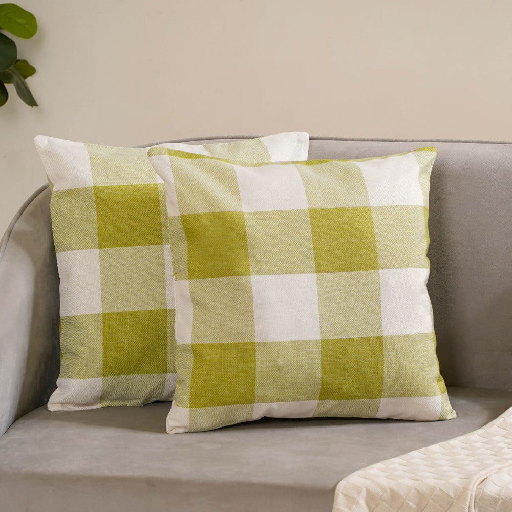 Checked Cushion Cover Set of 2