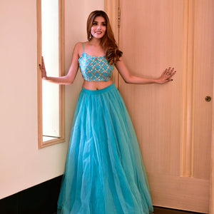 Lilly blue croptop skirt set