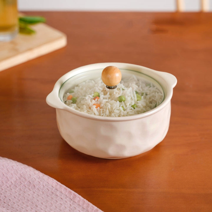 Ceramic Serving Bowl With Glass Lid 950ml