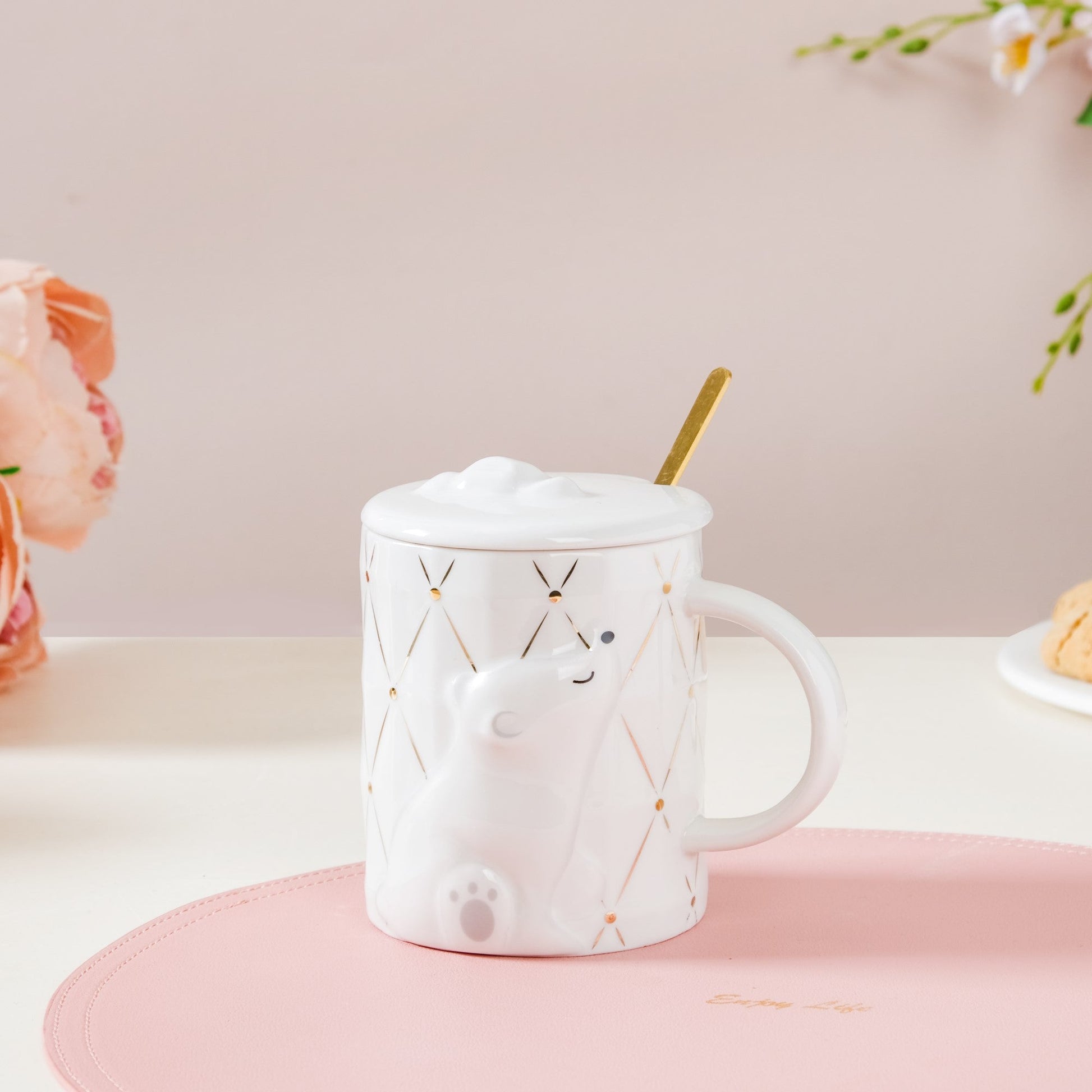 Bear Mug With Lid And Spoon