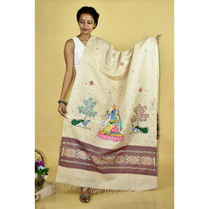 Beige - Pattachitra Ikkat Handpainted 