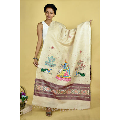 Beige - Pattachitra Ikkat Handpainted 