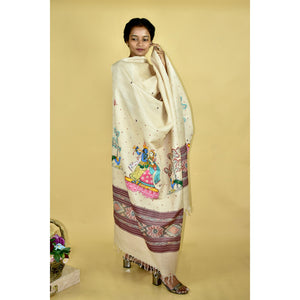 Beige - Pattachitra Ikkat Handpainted 