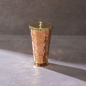 Ayurveda Starter Kit (1 Brass Kadhai, 1 Copper Tumbler, 1 Kansa (Bronze) Thaali - 10.5