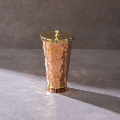 Ayurveda Starter Kit (1 Brass Kadhai, 1 Copper Tumbler, 1 Kansa (Bronze) Thaali - 10.5