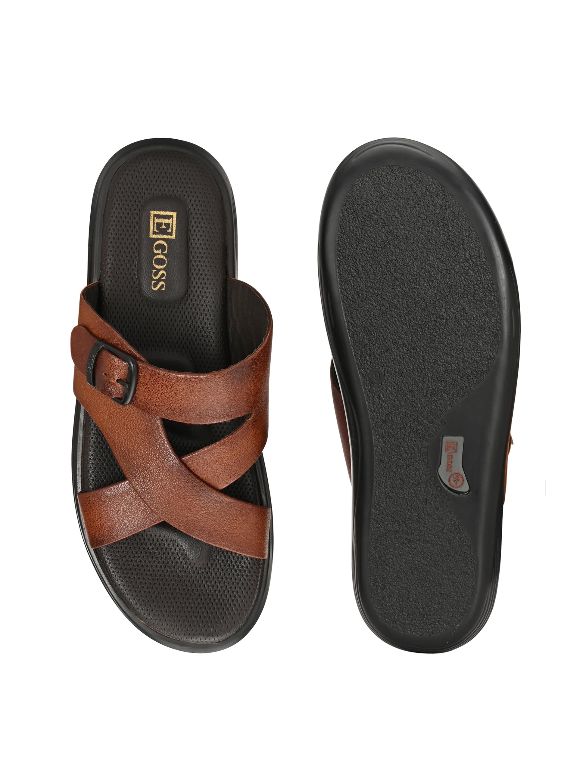Egoss Leather Slippers For Men