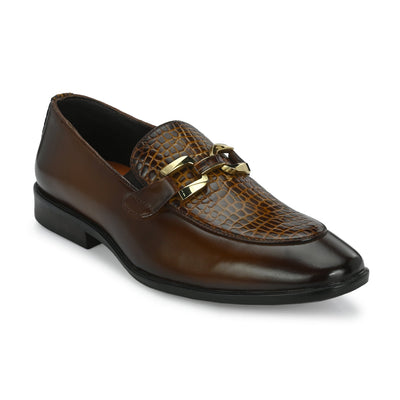 Egoss Platinum Buckled Loafers For Men