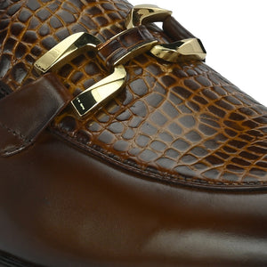 Egoss Platinum Buckled Loafers For Men