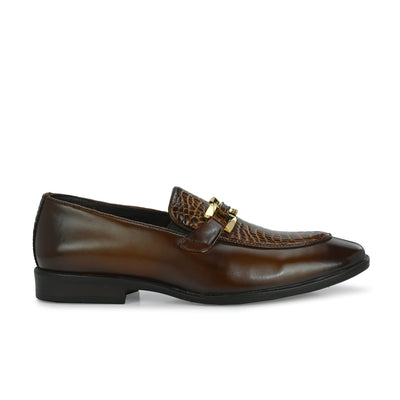 Egoss Platinum Buckled Loafers For Men
