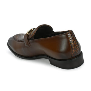 Egoss Platinum Buckled Loafers For Men