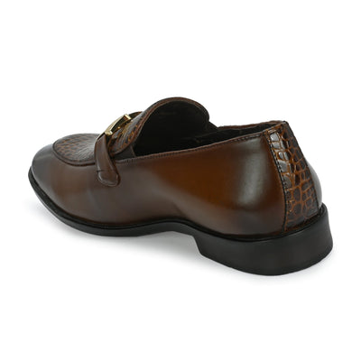 Egoss Platinum Buckled Loafers For Men