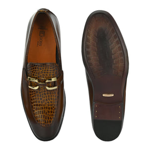 Egoss Platinum Buckled Loafers For Men