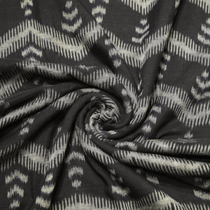 Black Sambalpuri Ikat Cotton Fabric