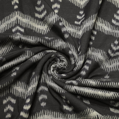 Black Sambalpuri Ikat Cotton Fabric