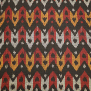 Black with Multicolour Sambalpuri Ikat Cotton Fabric