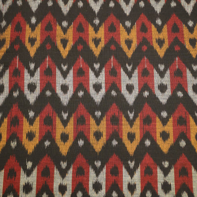 Black with Multicolour Sambalpuri Ikat Cotton Fabric