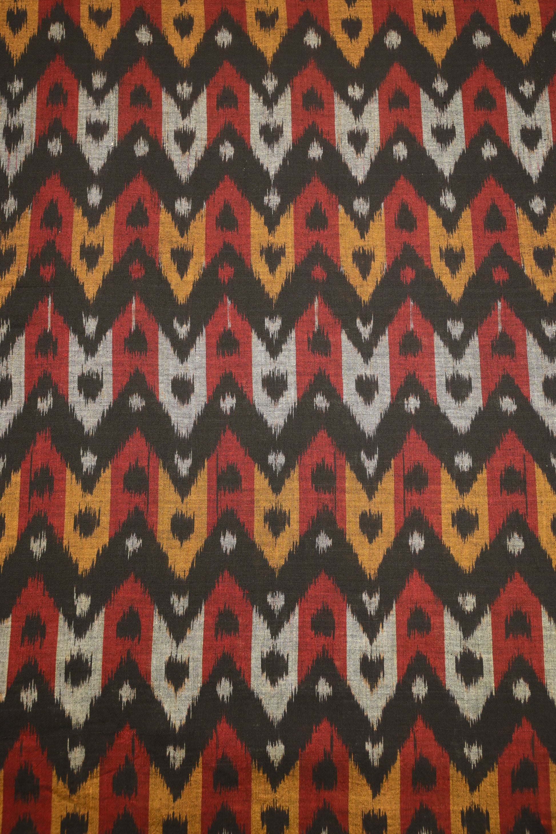 Black with Multicolour Sambalpuri Ikat Cotton Fabric