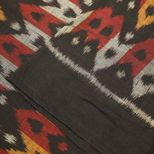 Black with Multicolour Sambalpuri Ikat Cotton Fabric