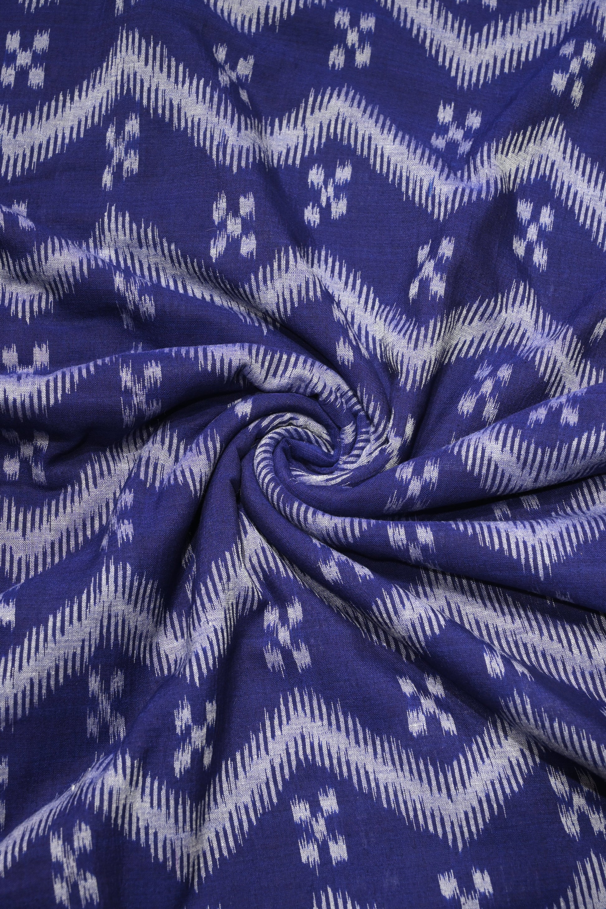 Navy Blue Sambalpuri Ikat Cotton Fabric