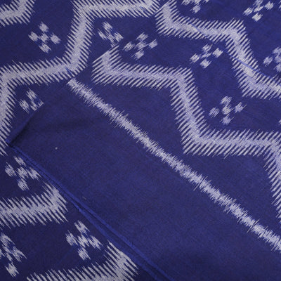 Navy Blue Sambalpuri Ikat Cotton Fabric