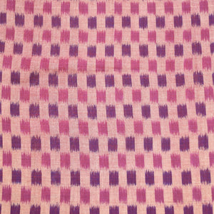 Cream Purple Sambalpuri ikat Cotton Fabric