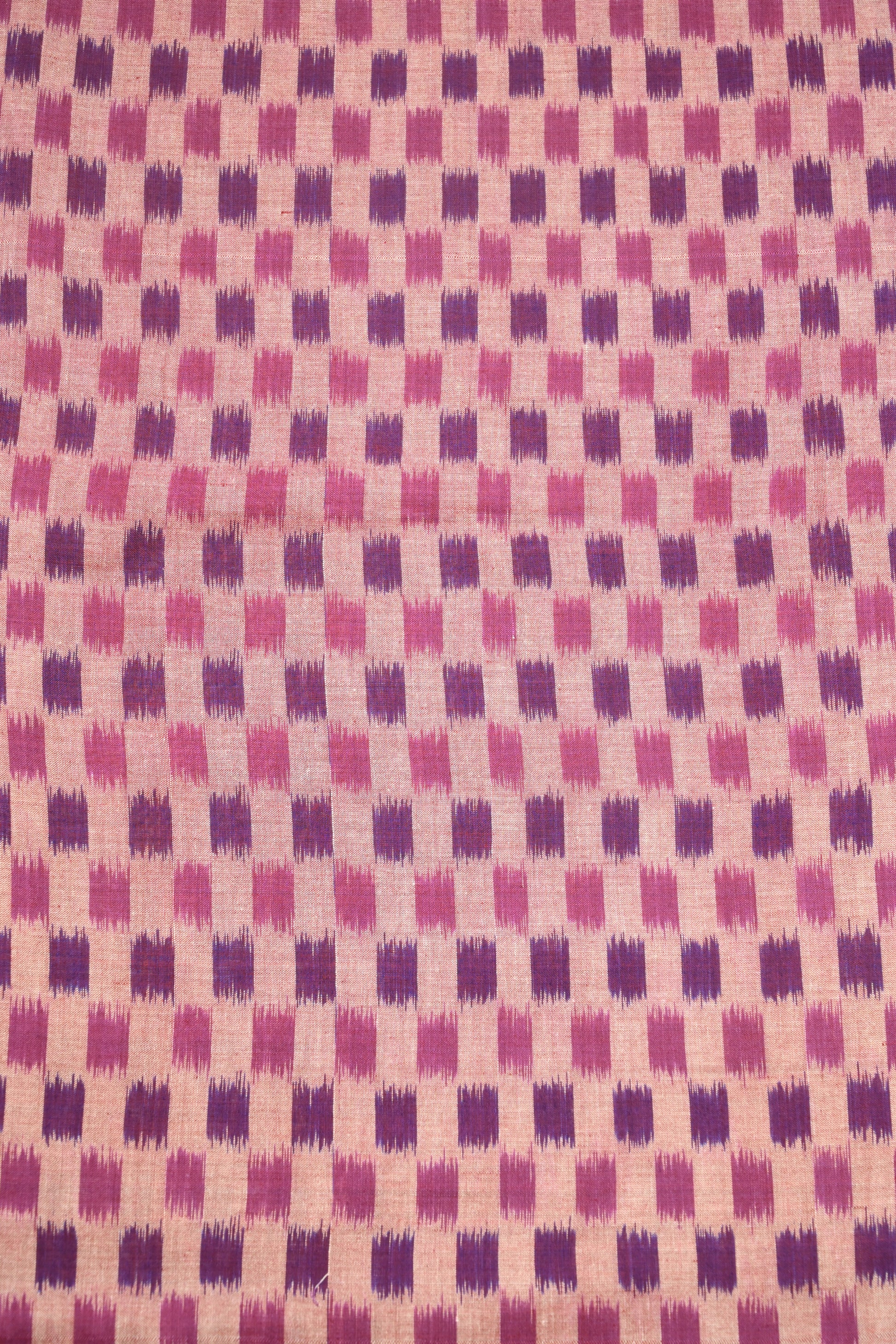 Cream Purple Sambalpuri ikat Cotton Fabric