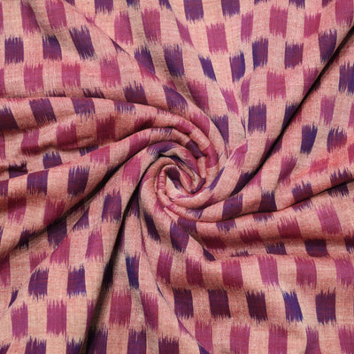 Cream Purple Sambalpuri ikat Cotton Fabric
