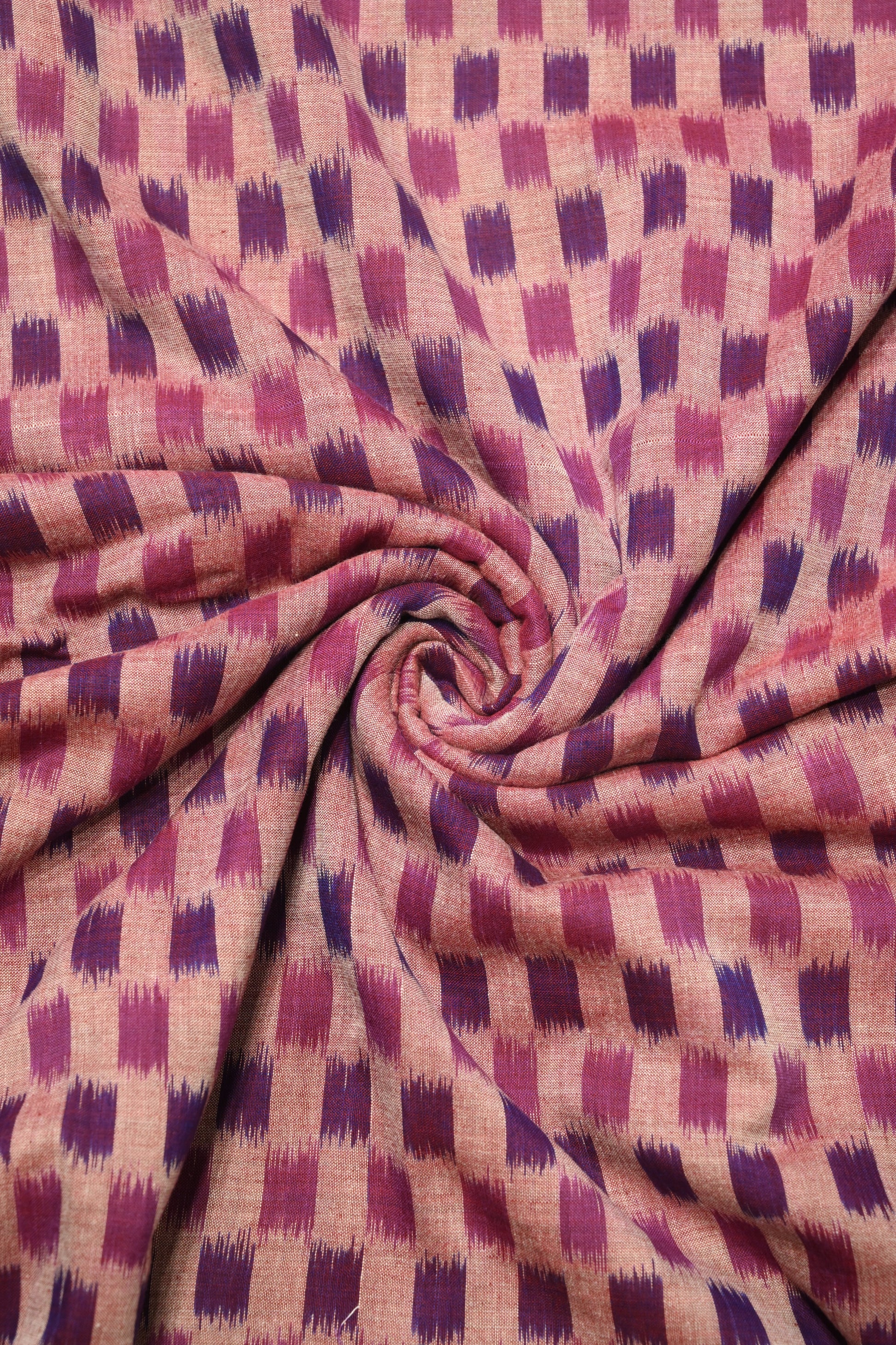 Cream Purple Sambalpuri ikat Cotton Fabric