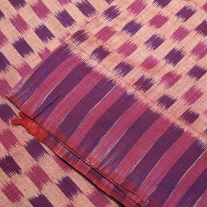 Cream Purple Sambalpuri ikat Cotton Fabric