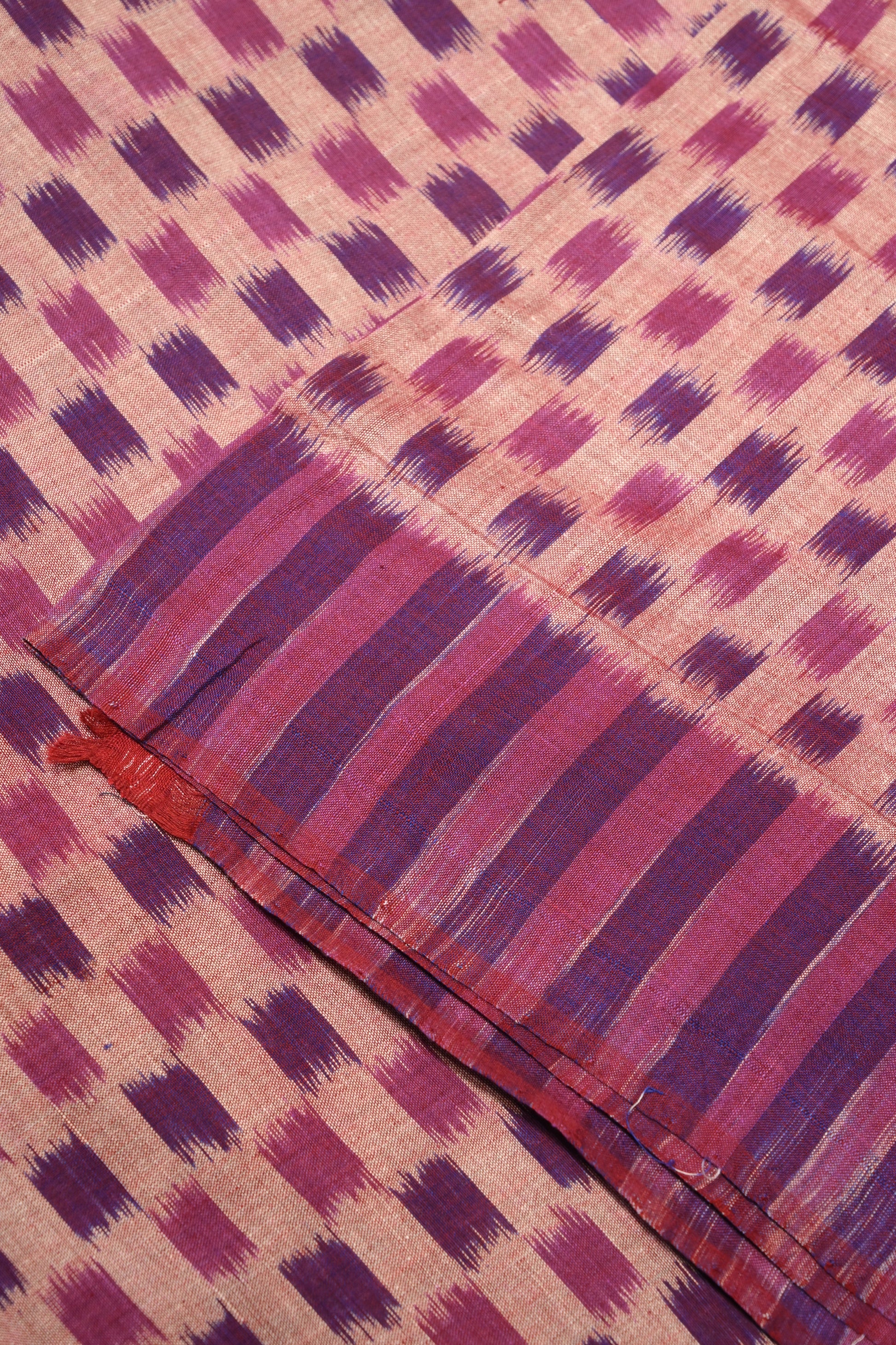 Cream Purple Sambalpuri ikat Cotton Fabric