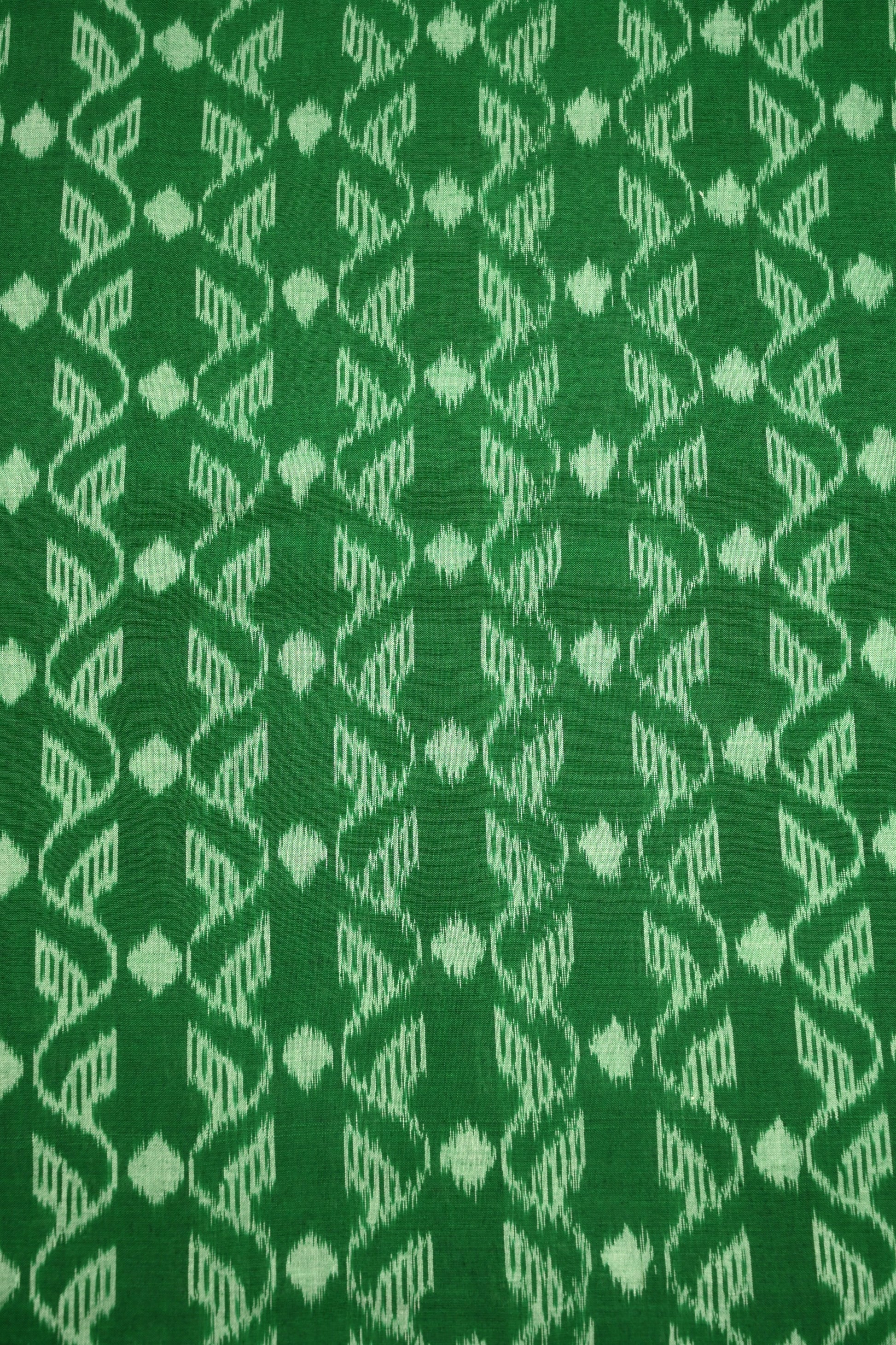 Green Sambalpuri Ikat Cotton Fabric