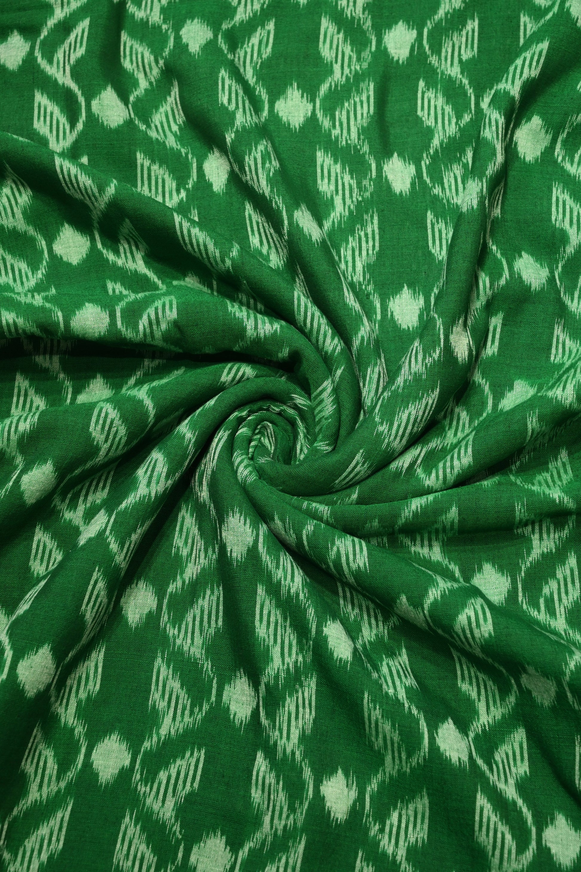 Green Sambalpuri Ikat Cotton Fabric