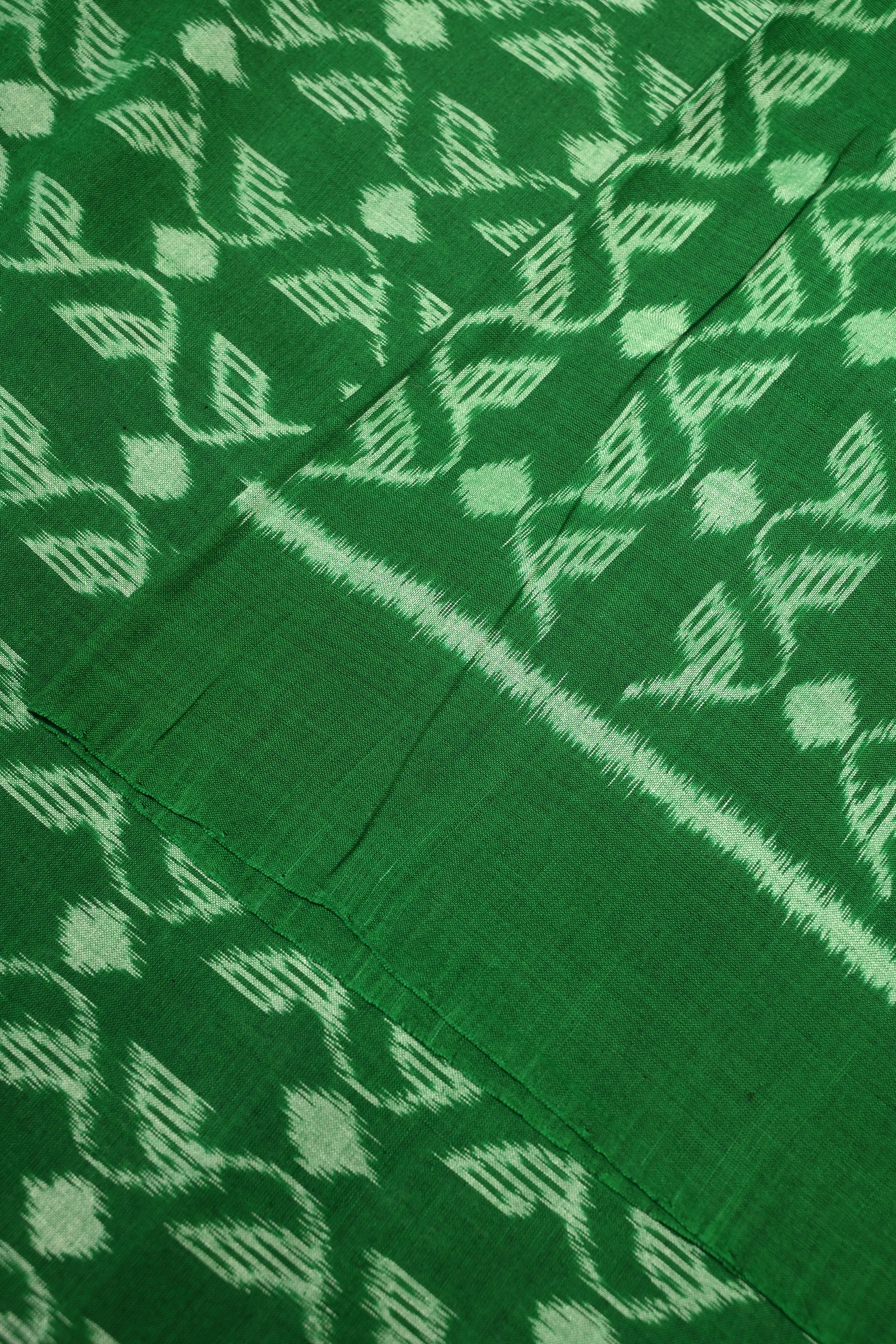 Green Sambalpuri Ikat Cotton Fabric