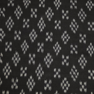 Deep Black Sambalpuri ikat Cotton Fabric