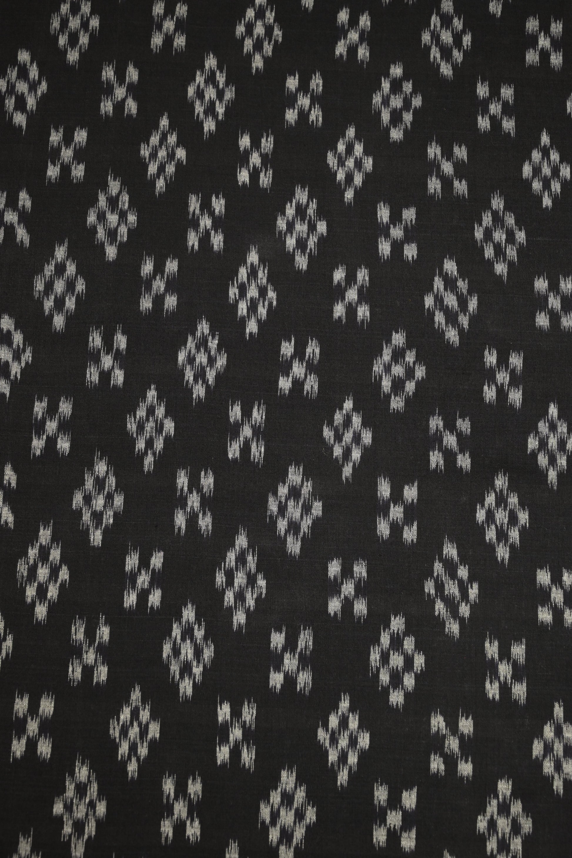 Deep Black Sambalpuri ikat Cotton Fabric