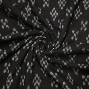 Deep Black Sambalpuri ikat Cotton Fabric