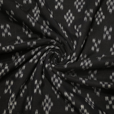 Deep Black Sambalpuri ikat Cotton Fabric