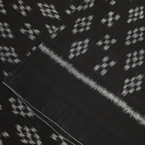 Deep Black Sambalpuri ikat Cotton Fabric