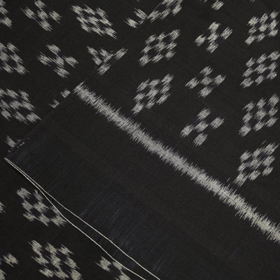 Deep Black Sambalpuri ikat Cotton Fabric