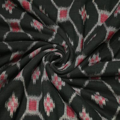 Green with Multicolour Sambalpuri Pasapali Cotton Fabric