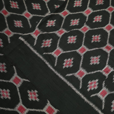 Green with Multicolour Sambalpuri Pasapali Cotton Fabric