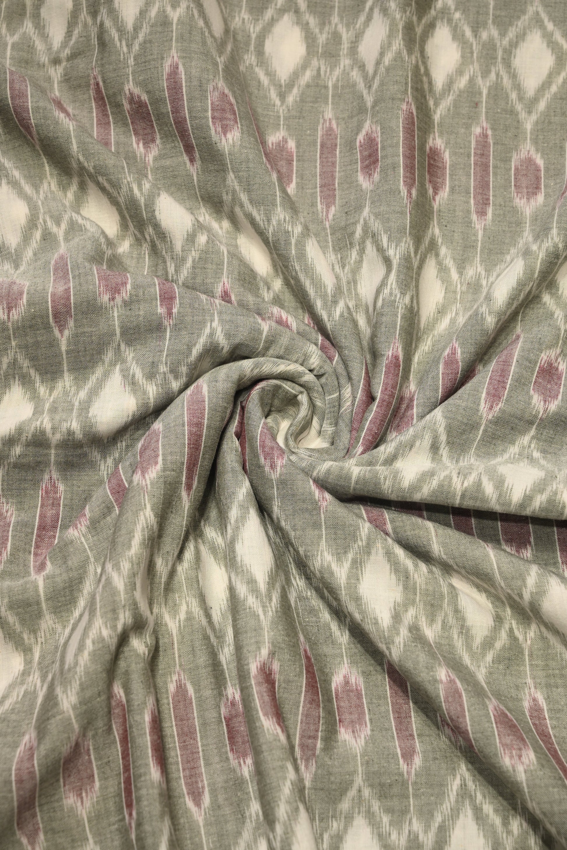 Cement Gray Sambalpuri ikat Cotton Fabric