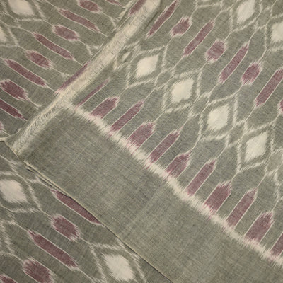 Cement Gray Sambalpuri ikat Cotton Fabric