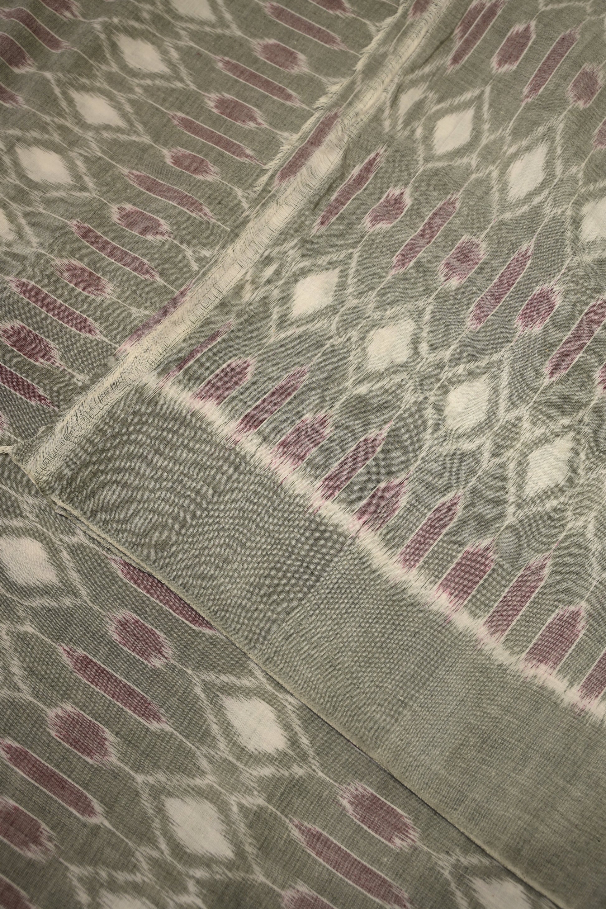 Cement Gray Sambalpuri ikat Cotton Fabric